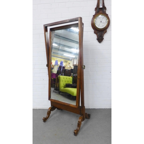 425 - Mahogany cheval mirror, 64 x 152 x 50cm