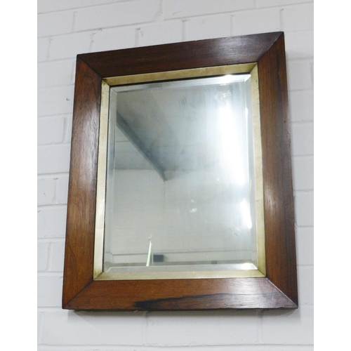 426 - Rosewood framed mirror with a rectangular bevelled edge plate, size overall 46 x 57cm