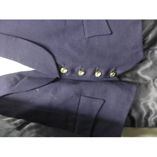 434 - Black wool Prince Charlie style jacket and waist coat with faux ivory buttons and a boys blue jacket... 