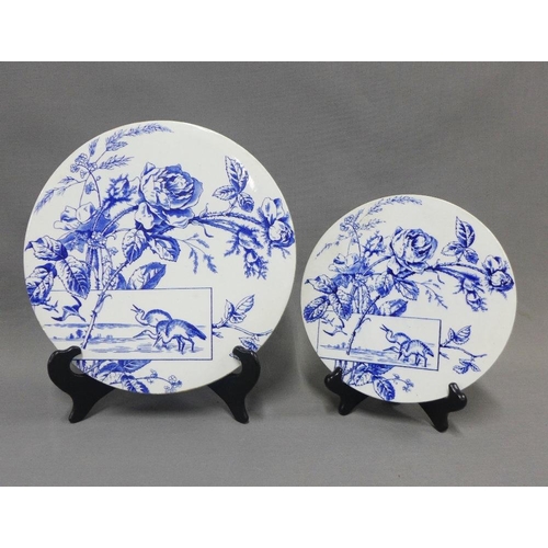 439 - Two Victorian Westhead and Moore blue and white aesthetic pattern plaques, largest 30cm diameter (2)