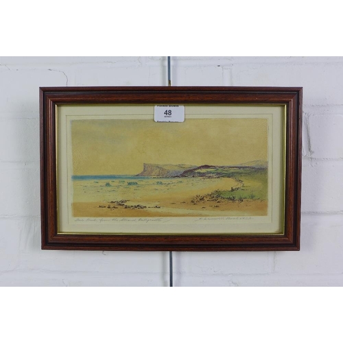 48 - R. Cresswell Boak, ARCA, 'Fairhead From The Strand, Ballycastle' AP etching, framed under glass, 27 ... 
