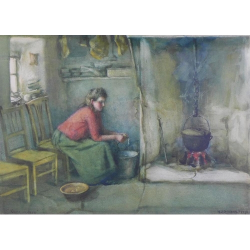 54 - Henry John Dobson A.R.S.A. R.S.W (Scottish, 1858-1928) 'The Crofter's Lass', watercolour, signed, fr... 