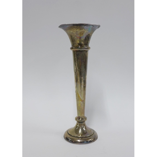 37 - Edwardian silver vase, Sheffield 1907, weighted base, 22cm