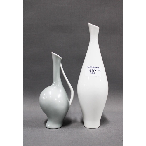 107 - Rosenthal mid century porcelain jug and a German white glazed vase, tallest 25cm (2)