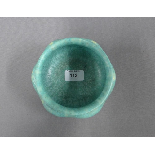 113 - Pilkingtons Lancastrian green glazed pottery bowl, 18cm,