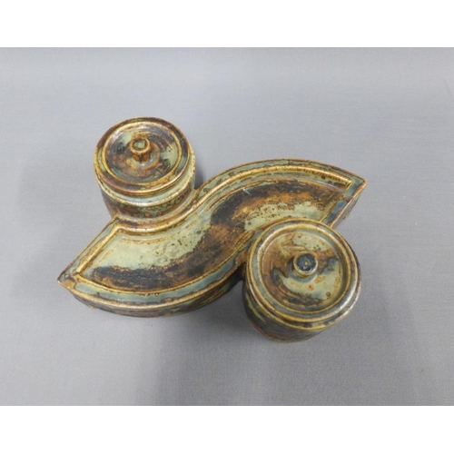 114 - Copenhagen stoneware inkwell, 24cm long