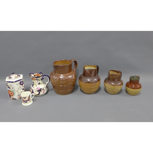 117 - Collection of Doutlon stoneware jugs, Masons pottery and a Gaudy Welsh mug, etc tallest 20cm (7)