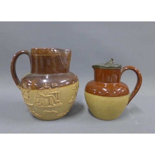 117 - Collection of Doutlon stoneware jugs, Masons pottery and a Gaudy Welsh mug, etc tallest 20cm (7)