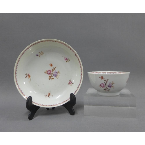 133 - 18th century English porcelain teabowl and saucer (2)