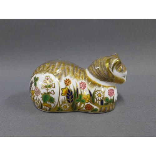 135 - Three Royal Crown Derby Imari cat paperweights to include Cottage Garden Cat and two others, longest... 