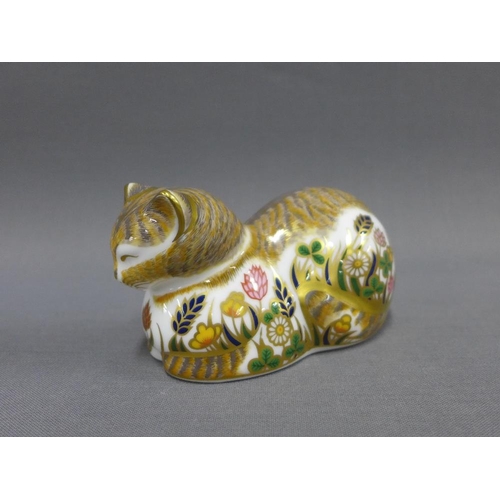 135 - Three Royal Crown Derby Imari cat paperweights to include Cottage Garden Cat and two others, longest... 