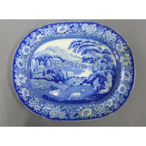 138 - 19th century Staffordshire blue and white transfer printed ashets to include Loch Awe - Northern Sce... 