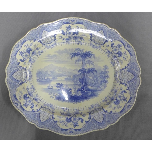 138 - 19th century Staffordshire blue and white transfer printed ashets to include Loch Awe - Northern Sce... 