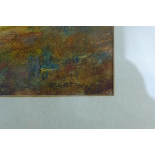 155 - Frank P. Martin, a companion pair of landscape watercolours, signed and framed under glass, 26 x 18c... 