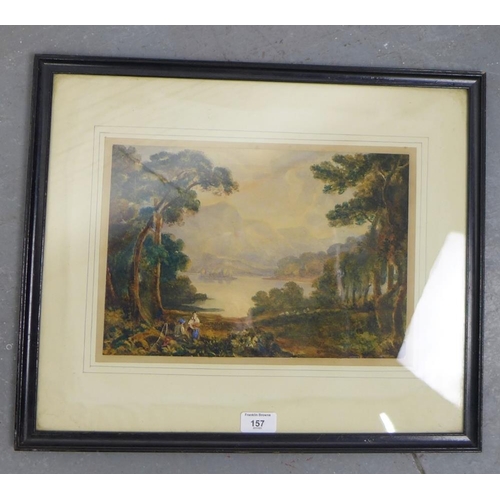 157 - 19th century Scottish School watercolour of Kilchurn Castle, framed  under glass, 33 x 22cm