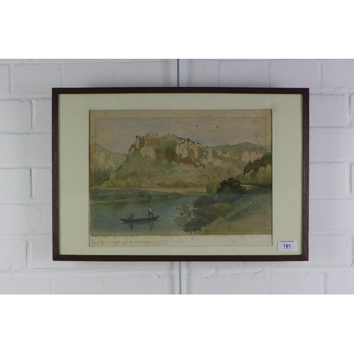 181 - Evan Baillie of Dochfour, Inverness, Upper Danube, watercolour, framed under glass, 36 x 25cm