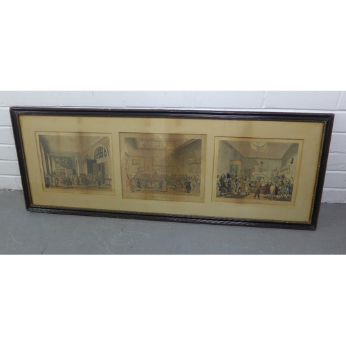 195 - A group of six 19th century coloured prints contained within two Hogarth glazed frames to include Ch... 