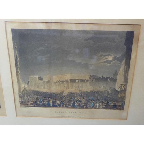 195 - A group of six 19th century coloured prints contained within two Hogarth glazed frames to include Ch... 