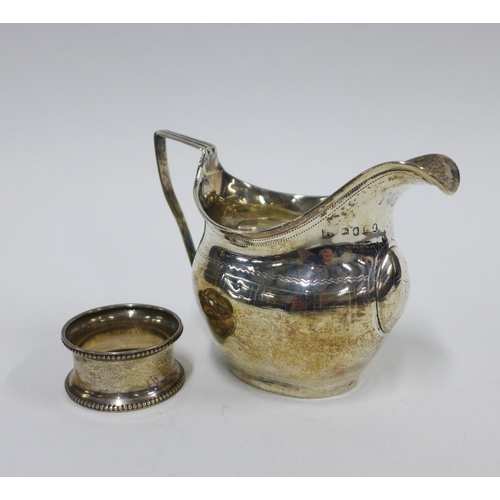41 - Georgian silver cream jug, London circa 1806, hallmarks partially rubbed, 9cm, and a Birmingham silv... 