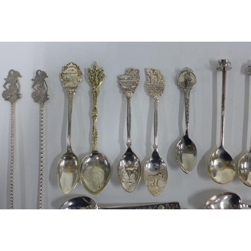 52 - A collection of silver and Epns souvenir teaspoons, etc (a lot)