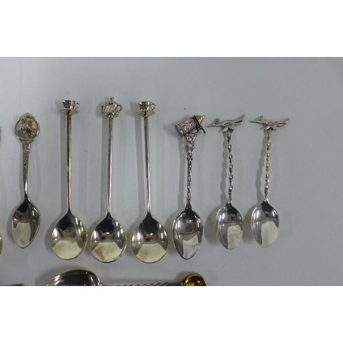 52 - A collection of silver and Epns souvenir teaspoons, etc (a lot)