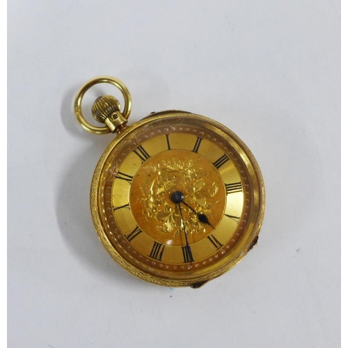 67 - Victorian 18ct gold fob watch, Chester 1897