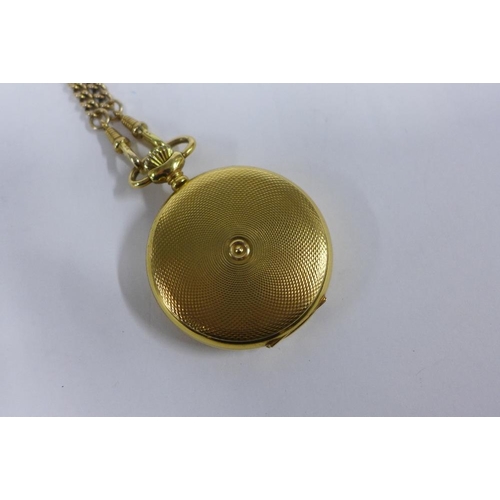 68 - Gold plated pocket watch, fob watch and watch chain (3)