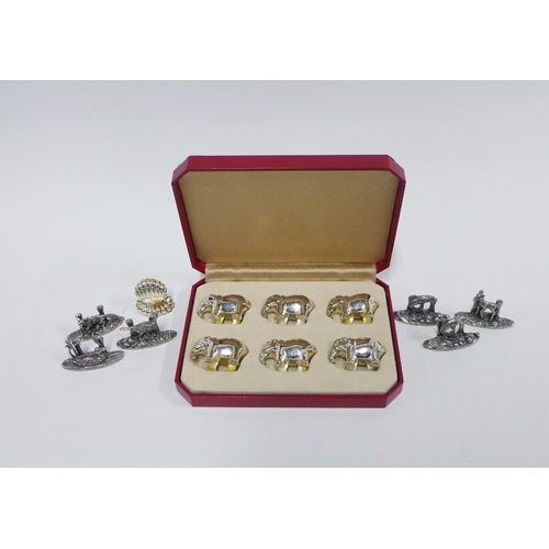 72 - Set of six Elephant menu card holders and a set of six Hunting theme menu card holders (a lot)