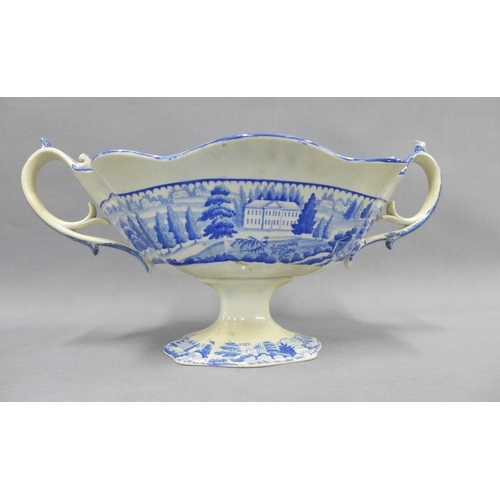 83 - Staffordshire transfer printed blue and white pottery to include a Horses pattern serving dish and a... 