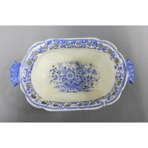 83 - Staffordshire transfer printed blue and white pottery to include a Horses pattern serving dish and a... 