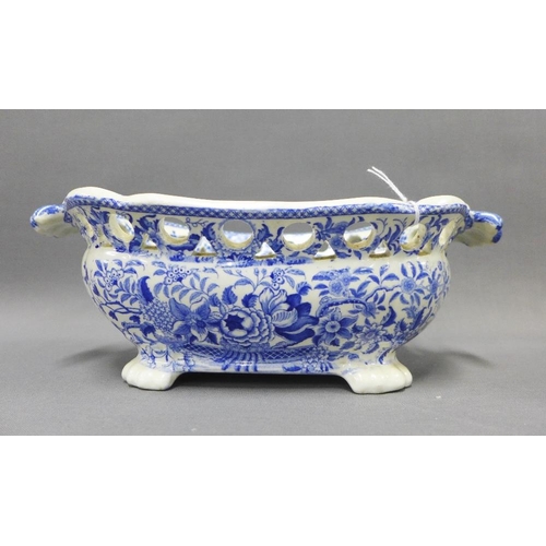 83 - Staffordshire transfer printed blue and white pottery to include a Horses pattern serving dish and a... 