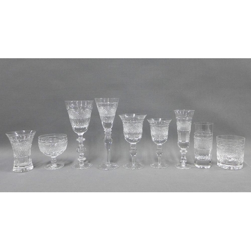 84 - A suite of Cumbrian Crystal hand blown drinking glasses in the Grassmere pattern to include 8 balust... 