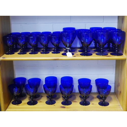 85 - Suite of Bristol blue coloured  drinking glasses, tallest 14cm  (3)