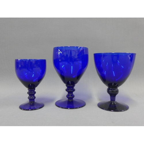 85 - Suite of Bristol blue coloured  drinking glasses, tallest 14cm  (3)