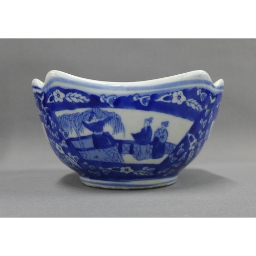 87 - Mixed lot of Chinese and Japanese items to include a carved figure, blue and white bowl, fisherman f... 