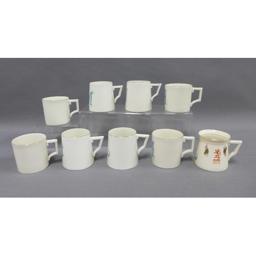 89 - A collection of Goss Alphabet porcelain mugs,  one from the Glasgow Empire Exhibition, (9)