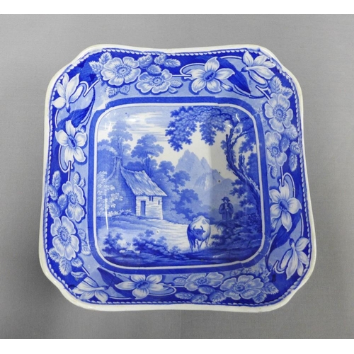 90 - A collection of Staffordshire blue and white transfer printed pottery to include treacle jug (a/f) S... 