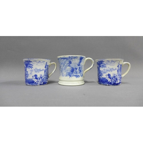 90 - A collection of Staffordshire blue and white transfer printed pottery to include treacle jug (a/f) S... 