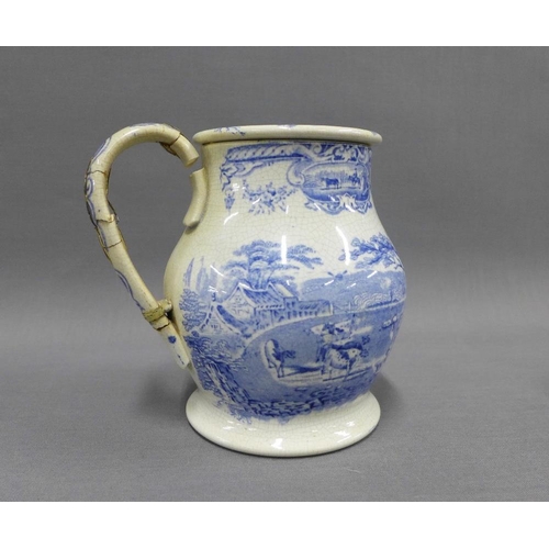 90 - A collection of Staffordshire blue and white transfer printed pottery to include treacle jug (a/f) S... 