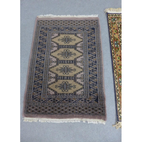 225 - Two Eastern prayer mats, one of Bokhara design the other a garden pattern, largest is 97 x 62cm (2)