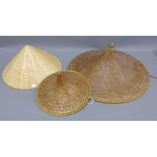 366 - Three Vietnamese straw hats, (3)