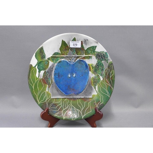 370 - D. Cohen a studio pottery plate titled 'Apple', signed, 30cm