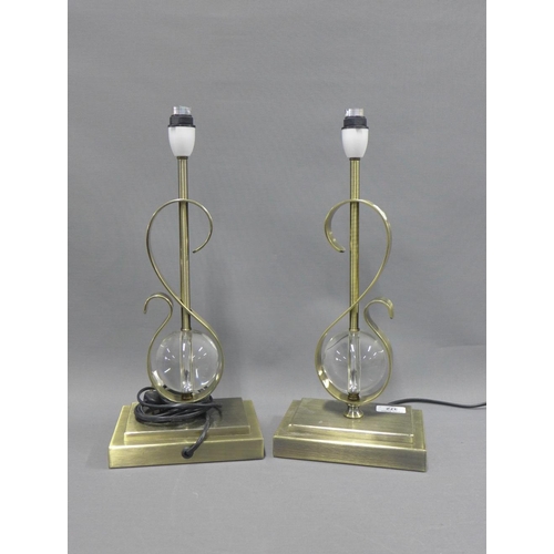 372 - Pair of modern faux brass table lamps (2)