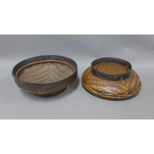 378 - Two Vietnamese baskets and a copper planter, 19cm (3)