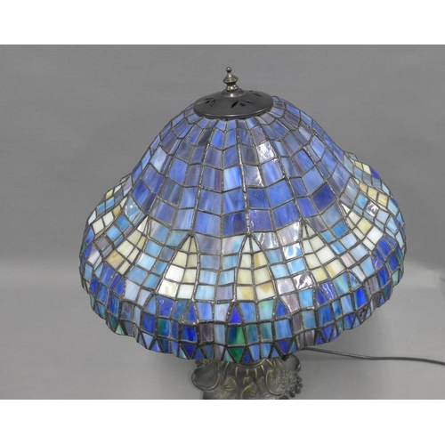 386 - Reproduction Tiffany style table lamp base and shade, overall size 65cm