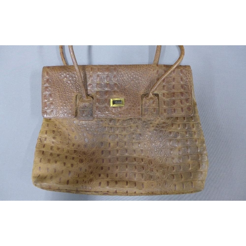 416 - A collection of faux animal skin handbags, a vintage suitcase and a tapestry style Gladstone bag, (a... 