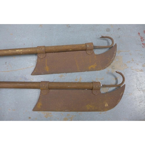 420 - Pair of reproduction Lochaber axes, of traditional form with wooden shafts, 166cm (2)