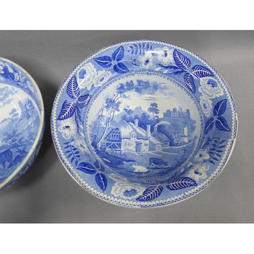 145 - 19th century Staffordshire blue and white transfer printed basins to include British Scenery and Far... 