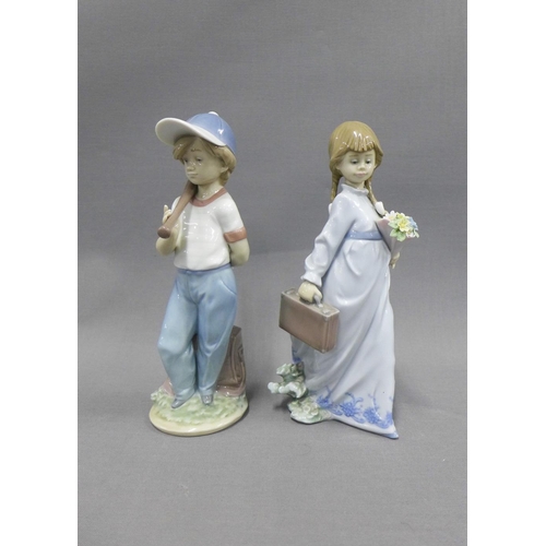 107 - Two Lladro Collector's Society figures to include a boy with a baseball bat and a  girl with flowers... 