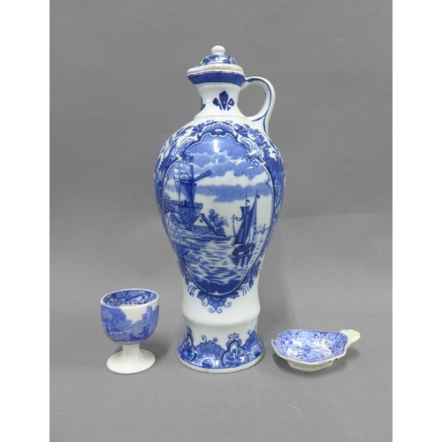 108 - Collection of Staffordshire blue and white transfer printed pottery to include a Davenport mug, milk... 